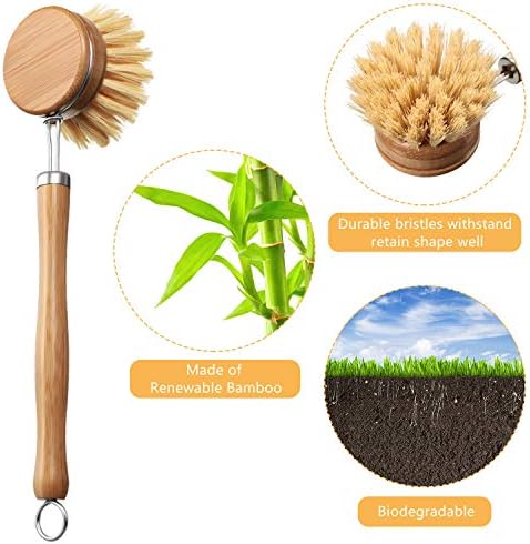 Patelai 8 Pcs Dish Brush with Wood Handle, Natural Dish Scrubber Brush - Image 3
