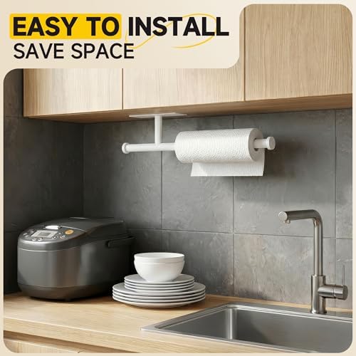 Paper Towel Holder Wall Mount, No Drill, SUS304 Steel, Space Saving - Image 3