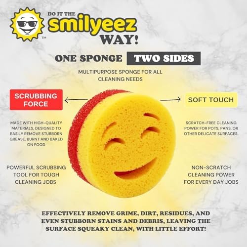 Smilyeez Scrub Moji Duo Scrubbing Sponge Dual-Sided Scrub Sponges Multipurpose - Image 3