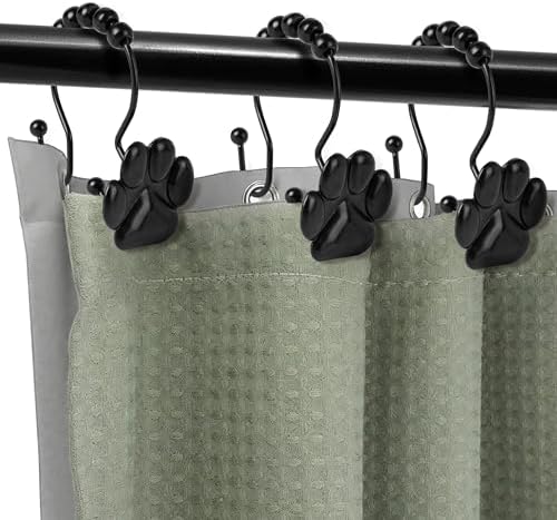 Sunlit Fashion Design Cute Paw Print Polished Double Shower Curtain Hooks - Image 4
