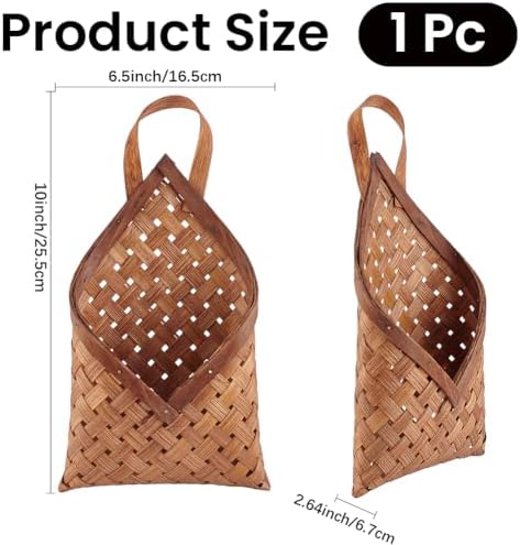 CRASPIRE Vintage Woven Wall Hanging Storage Basket Bamboo Dried Flower Wall Pot - Image 2