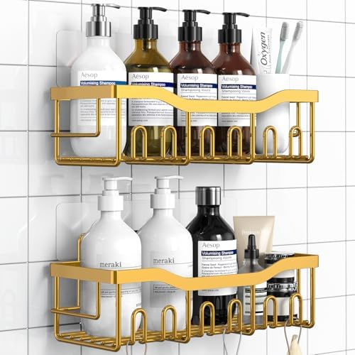 EUDELE Shower Caddy 2 Pack, Adhesive Organizer by EUDELE