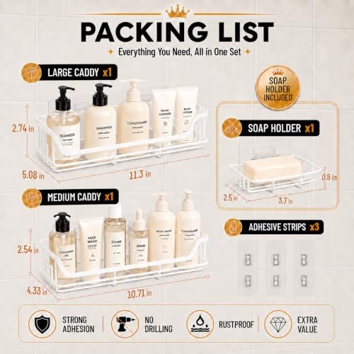 OMAIRA 3-Pack Shower Caddy - Image 3