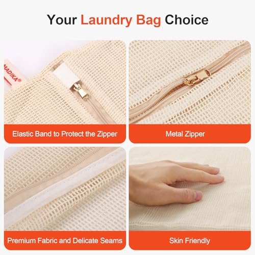 MADIKA 100% Pure Cotton Mesh Laundry Bags Large, Premium Soft, No Dye - Image 5