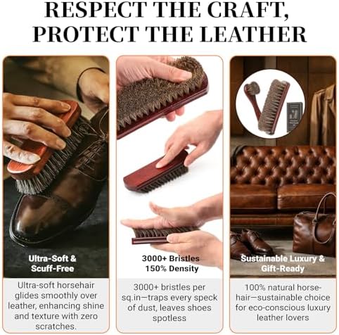 3PCS 100% Horse Hair Shoe Brush Set - Image 4