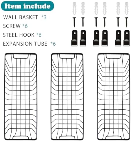 SheeChung Hanging Wall Wire Baskets, Portable Metal Wall Mount Basket - Image 4