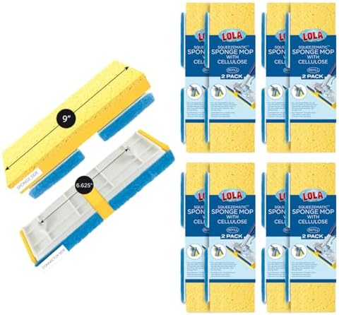 LOLA Cellulose SqueezeMatic Butterfly Sponge Mop Refill, 4 Pack, Floor Cleaning by LolaProducts
