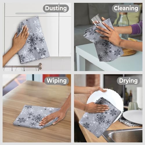 Urban Villa Kitchen Towels Cotton Dish Towels 20”x30” Grey Snow - Image 3