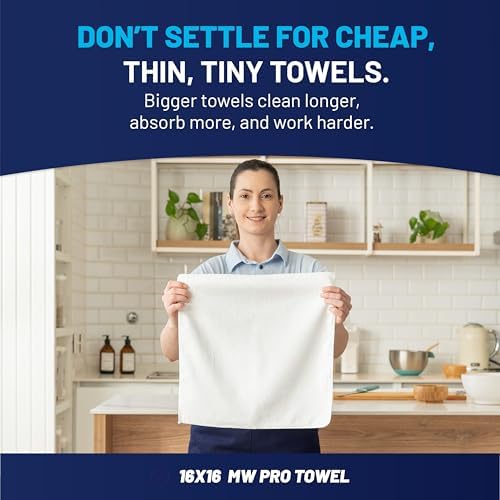 MW Pro Microfiber Cleaning Cloth | White | Size 16" x 16" | All Purpose - Image 3