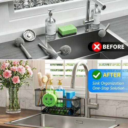 Cisily 9.25'' ponge Holder for Kitchen Sink, Smiley Face Sink Caddy - Image 5