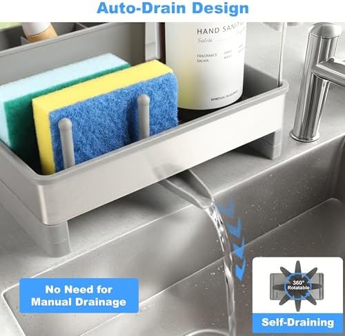 Sponge Holder for Kitchen Sink Caddy Organizer, Dish Brush Holder - Image 3