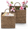 84ECO Set of 2 Black Wicker Hanging Baskets by 84ECO