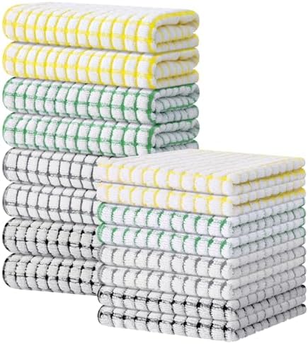 Kitinjoy Cotton 16 Pack Kitchen Towels and Dishcloths Sets by Kitinjoy