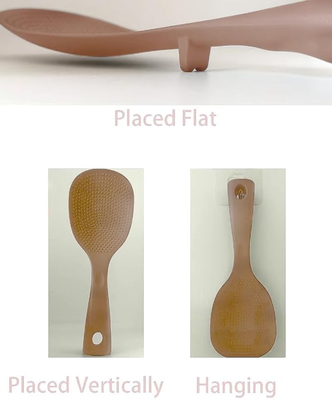 Silicone Rice Ladle Spoon for Electric Rice Cooker and Kitchen with Easy to Clean Feature (Brown)