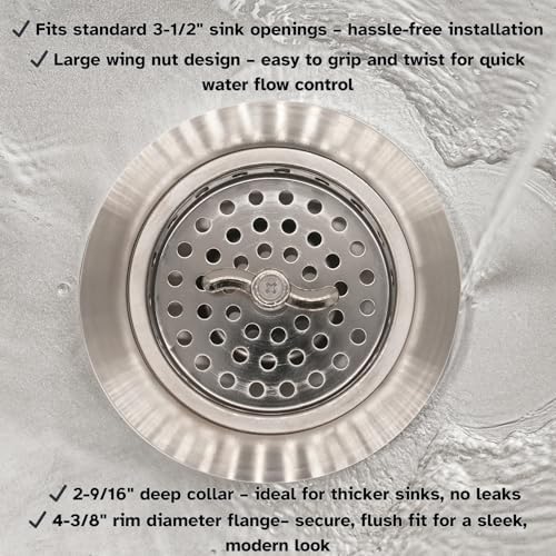 Westbrass A213-07 3-1/2" Wing Nut Twist Style Large Kitchen Sink Basket Strainer - Image 5