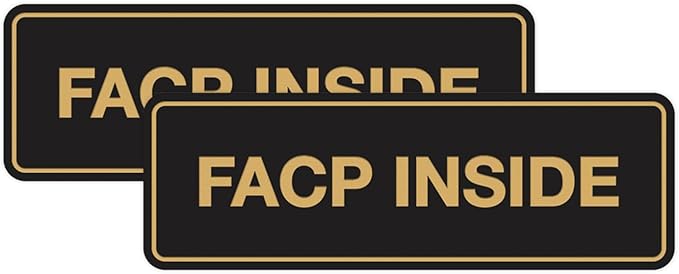 Signs ByLITA Standard FACP Inside Sign | Fire Safety Signage (Black/Gold) - Small 2 Pack