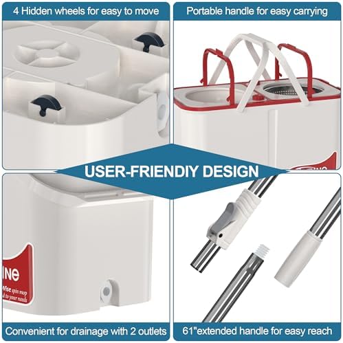 RinseWise Large Gen 1 Mop Bucket Set, Clean/Dirty Water Separation - Image 5