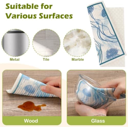 6 Pcs Swedish Paper Cloths for Kitchen, Reusable Paper Towels Washable - Image 6