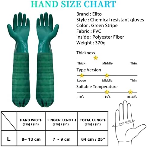 Eiito Extra-Long 26" Rubber Pond Gloves, Chemical Resistant PVC Reusable Heavy - Image 2