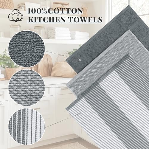 Homaxy 3 Pack Cotton Terry Premium Kitchen Towels, 18 x 28 in - Image 2