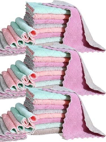 32 Pack Cleaning Cloth Kitchen Cloth, Dish Towels Super Absorbent Coral Velvet by MISSJOJIAY