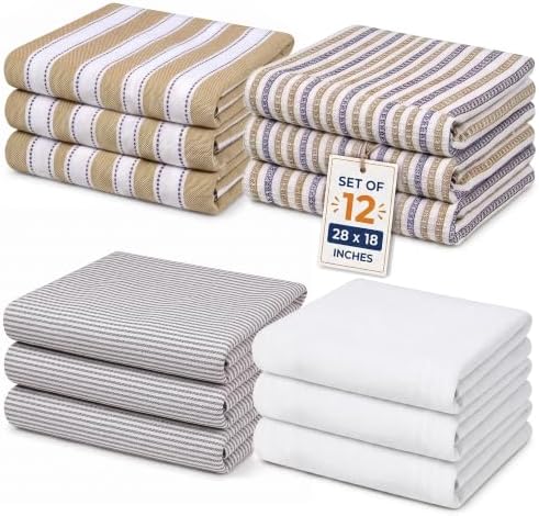 Pack of 12 Cotton Kitchen Towels Set, Dish Towels, Cleaning Rags, Kitchen Dish by NeoclassAlphaThread