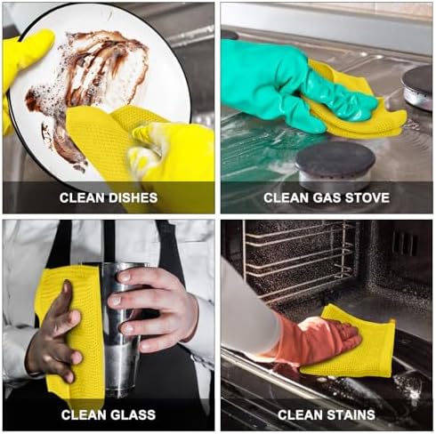 Nialnant 6 Pack Yellow Kitchen Dish Cloths, 100% Cotton Waffle Weave Dish Towels - Image 5