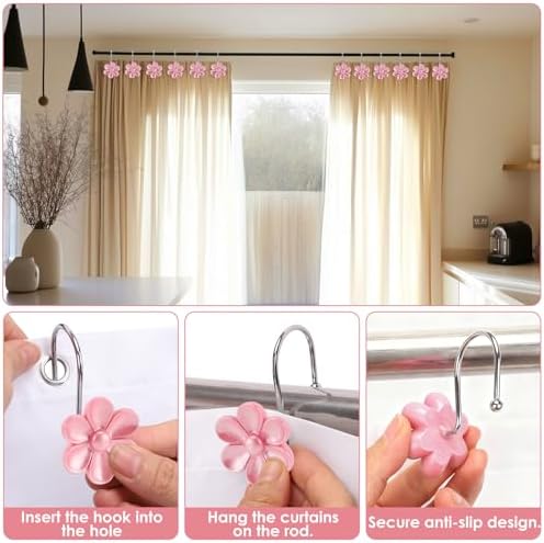 3D Floral Shower Curtain Hooks, Living Room Fun Home Decor - Image 5