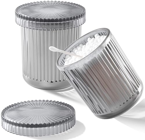 rejomiik 2 Pack Qtip Holder Glass Apothecary Jars by rejomiik