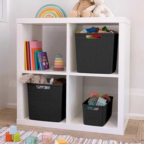 Curver Set of 4 Large Cube 17L Jute Decorative Plastic Organization and Storage - Image 6