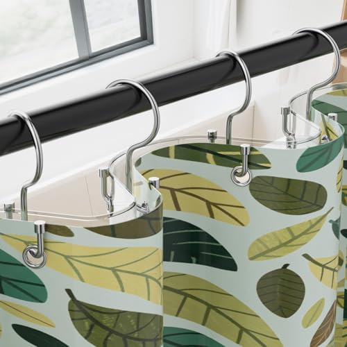 OEH Shower Curtain Hooks, Durable Silver Shower Curtain Hooks Rust Proof - Image 2