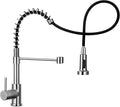 WEWE Pull-Out Kitchen Faucet, 2-Mode Sprayer, Brushed Nickel, High Arc | by WEWE