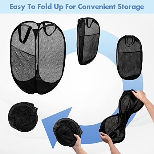 2 Pack Pop Up Laundry Hampers, 70 L Collapsible Foldable Mesh Basket - Image 5