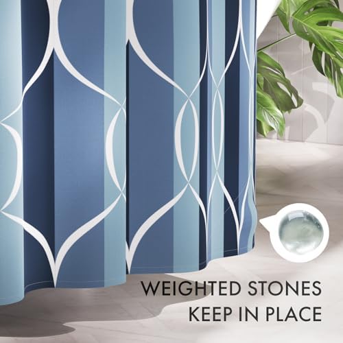 AmazerBath Shower Curtain Blue, Geometric Cloth Shower Curtain Sets - Image 4