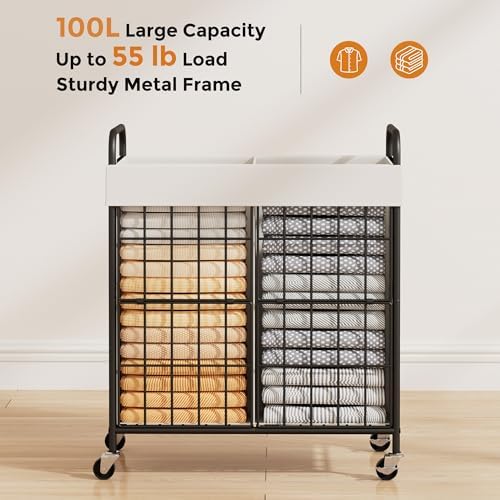 100L 2-Section Laundry Hamper - Image 2