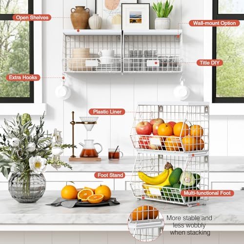 Goozii Wall Mount Bathroom Storage Basket, Fruit Produce and Vegetable Baskets - Image 6