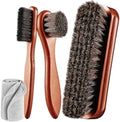 4-Piece Horsehair Shoe Brush Shine Kit, Shoe Polish Brush Set by TEEVOGO