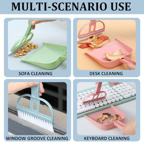 CREATCABIN Small Broom and Dustpan Set Blue Mini Dust Pan and Brush - Image 6