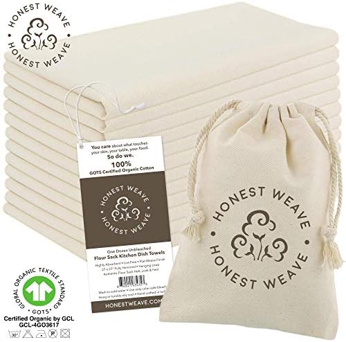 HONEST WEAVE GOTS Certified 100% Organic Flour Sack Cotton Kitchen Hand and - Image 4