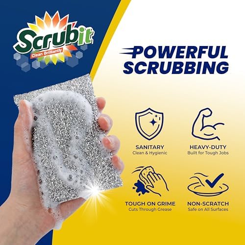 SCRUBIT Scrub Sponges for Kitchen, Non-Scratch Dish Sponges, Heavy Duty Steel - Image 4