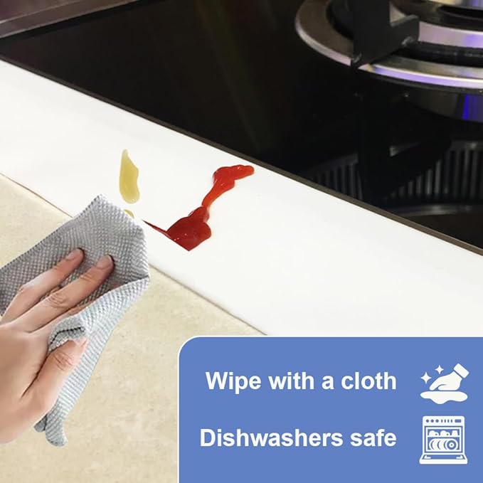 Silicone Stove Gap Covers Folding,25 Inches Stove Gap Filler 2pcs,Kitchen Sealing Strip Between Electric Stove,Countertop,Oven Spacer White