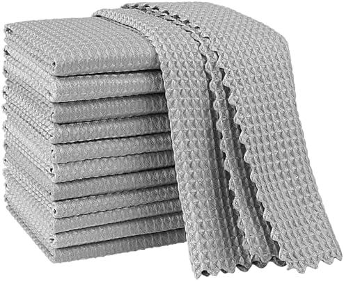 AIDEA Microfiber Glass Cleaning Cloth-12PK, Magic Cleaning Cloth Grey 11×11" by AIDEAHOME