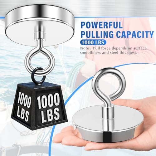 1000 LBS High Power Fishing Magnet, 3.54 Inch Rare Earth Magnet - Image 7