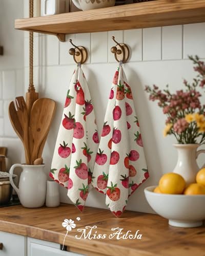 Miss Adola Flour Sack Kitchen Towels Set of 2, Strawberry - Image 3