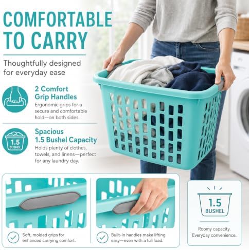 Teal Laundry Basket 1.5 Bushel Square - Image 5