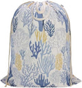 Canvas Laundry Bag with Handles & Drawstring 30"Wx35"H, L+ Aesthetic Coral by CALACH