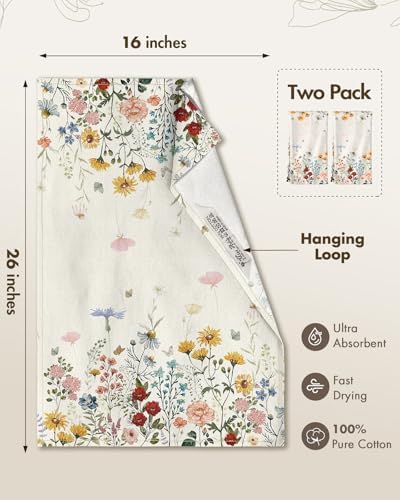Miss Adola Flour Sack Kitchen Towels Set of 2, Retro Flower - Image 5