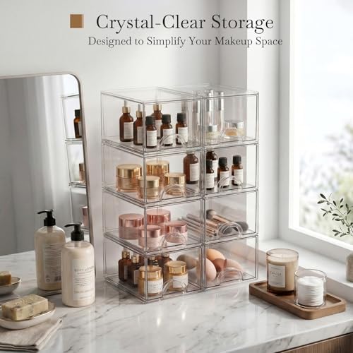 8 Pack Small Clear Stackable Acrylic Storage Boxes & Drawers - Image 4