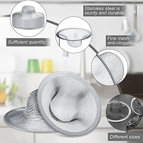 Patelai 12 Pcs Sink Drain Strainer Stainless Steel, 3 Sizes Mesh Screen - Image 3
