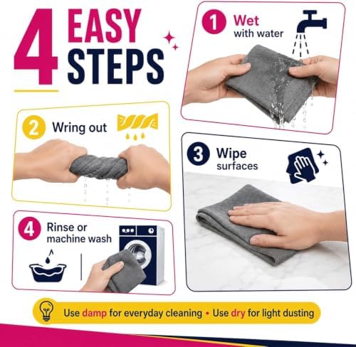 5 PackGenie Cloth Magic Cloth, Cleaning Cloth, Lint Free MicrofiberCleaning - Image 2
